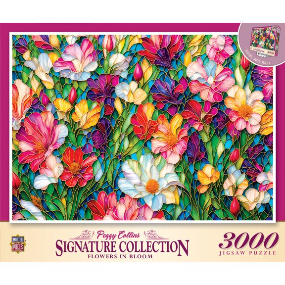 MasterPieces Stained Glass 3000 Piece Jigsaw Puzzle - Flowers in Bloom - 32"x45"