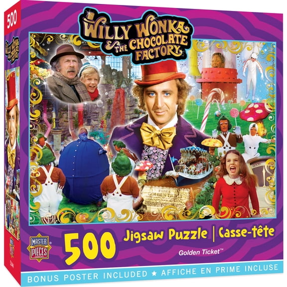 MasterPieces - Willy Wonka & The Chocolate Factory - Golden Ticket 500 Piece Jigsaw Puzzle for Adults
