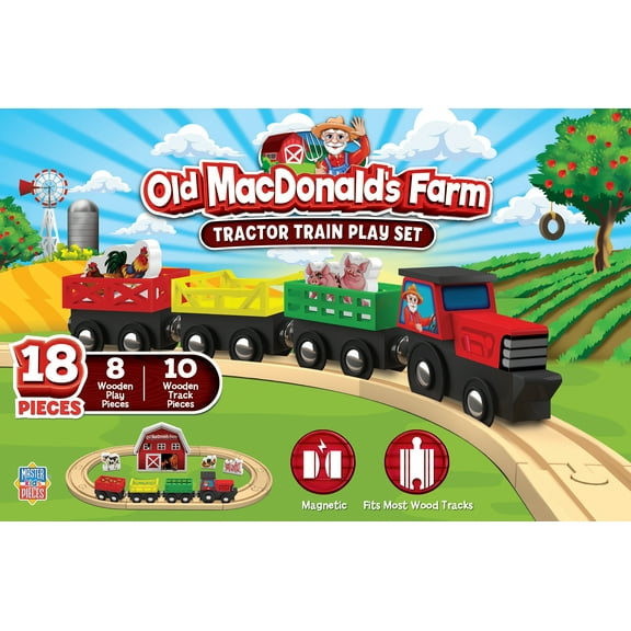 MasterPieces Wood Train Sets - Old MacDonald 18 Piece Train Set
