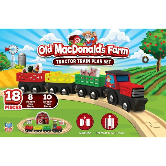 MasterPieces Wood Train Sets - Old MacDonald 18 Piece Train Set