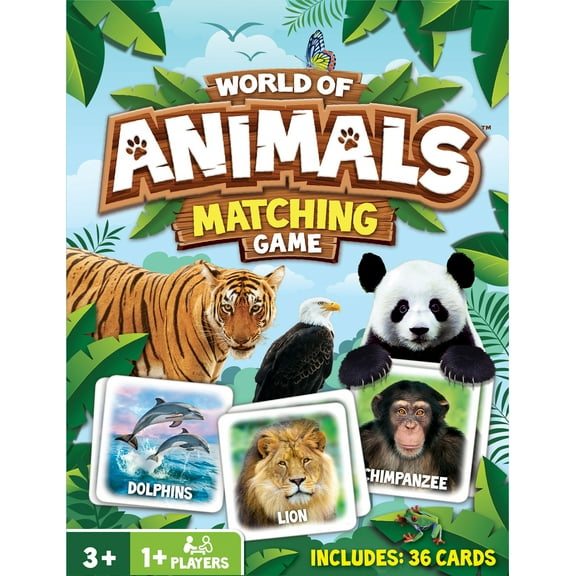 MasterPieces World of Animals Matching Card Game for Kids and Families