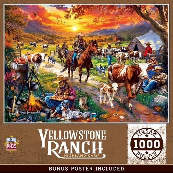MasterPieces Yellowstone Ranch - Highland Camp 1000 Piece Jigsaw Puzzle - Crafting Fun for Adults