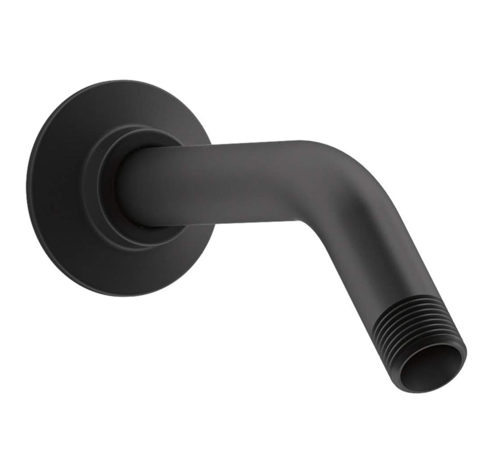 Matte Black Metal Wall-Mounted Shower Arm with Flange