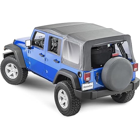 MasterTop Fabric Only Soft Top - Fits Jeep Wrangler JK 4-Door 2007-2009 - Jeep Soft Tops for Wrangler 4 Door Jeep Wrangler Soft Top 4 Door Jeep JKU Soft Top (Fabric Only, Black Diamond)