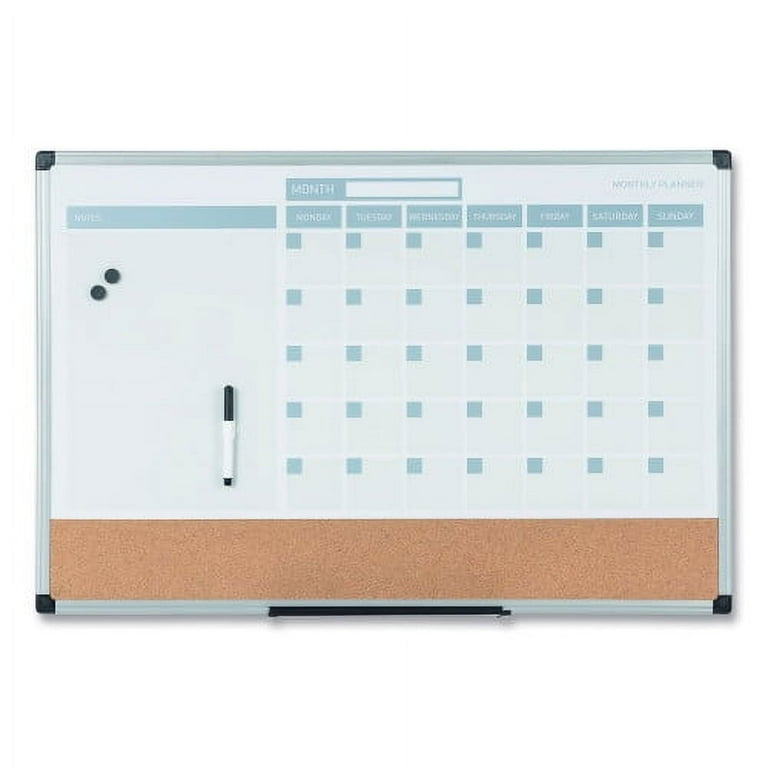 3-in-1 Calendar Planner, 36 x 24, White Surface, Silver Aluminum Frame 3-in-1 Calendar Planner, 36 x 24, White Surface, Silver Aluminum Frame