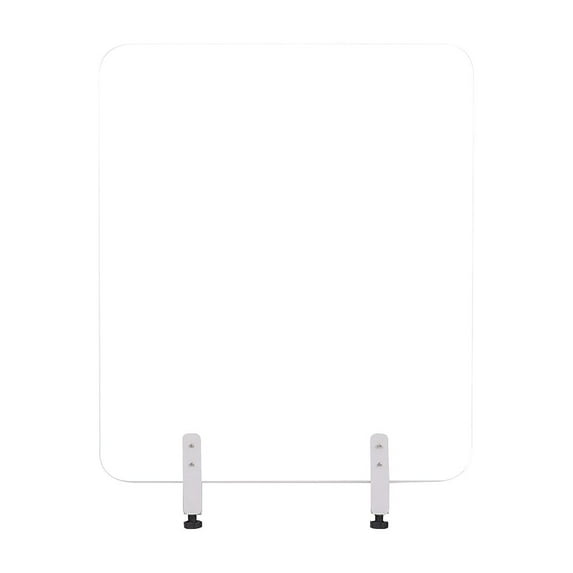 Bi-Silque Visual Communication GL0801393 Protector Series Frameless Glass Desktop Divider, 47.2 X 0.16 X 35.4, Clear/aluminum