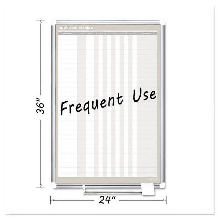 In-Out Magnetic Dry Erase Board, 36 x 24, White Surface, Silver Aluminum Frame In-Out Magnetic Dry Erase Board, 36 x 24, White Surface, Silver Aluminum Frame