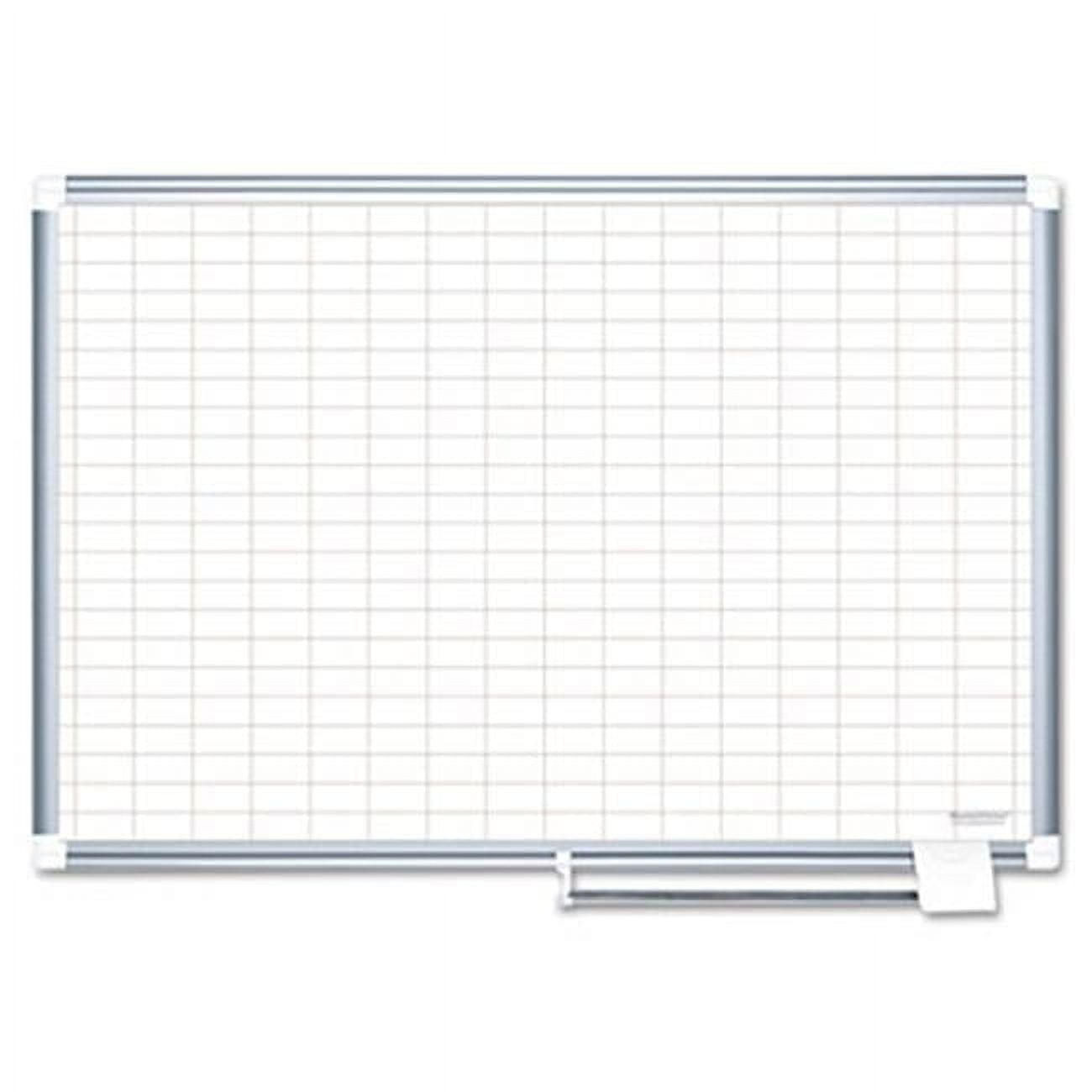 MasterVision Magnetic Platinum Porcelain Dry Erase 1 x 2 Inch Grid Planner, 36x24 Inch, Aluminum Frame (CR0630830)