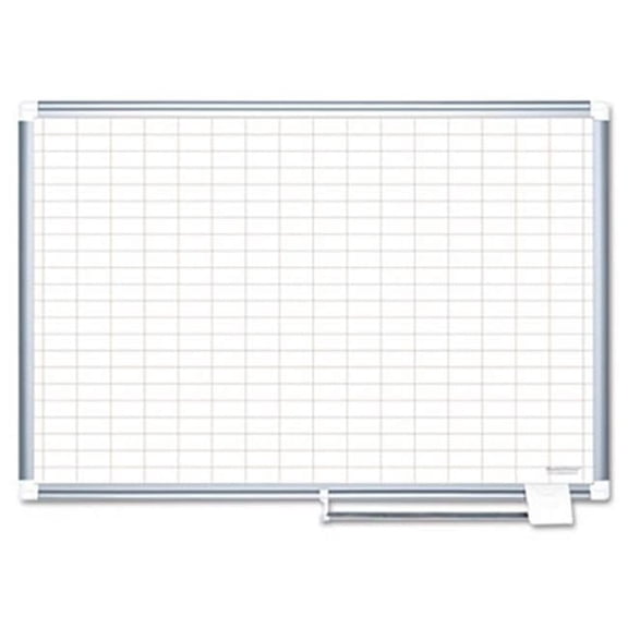 MasterVision Magnetic Platinum Porcelain Dry Erase 1 x 2 Inch Grid Planner, 36x24 Inch, Aluminum Frame (CR0630830)