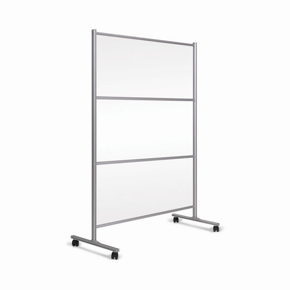 MasterVision Protector Series Mobile Glass Panel Divider 49 x 22 x 69 Clear/Aluminum DSP123046
