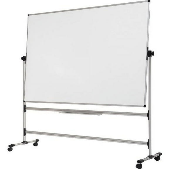 MasterVision Reversible Dry-erase Revolving Easel 70" (5.8 ft) Width x 48" (4 ft) Height - White Melamine Surface - Silver Gray Aluminum Frame - Rectangle - Portable - Assembly Required - 1 Each