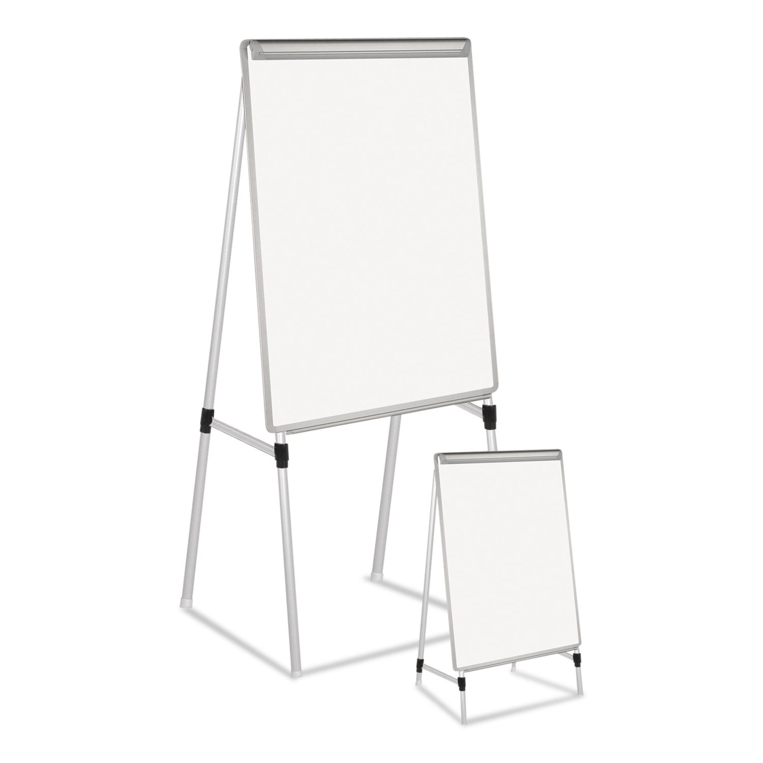 MasterVision Silver Easy Clean Dry Erase Quad-Pod Presentation Easel 45" to 79" Silver EA2300335MV
