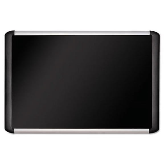 Black fabric bulletin board 48 x 72, Silver/Black