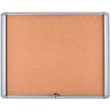 MasterVision Weather Resistant Cork Bulletin Enclosed Board Cabinet, 30" X 26.5", Aluminum Frame