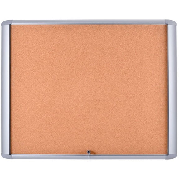 MasterVision Weather Resistant Cork Bulletin Enclosed Board Cabinet, 30" X 26.5", Aluminum Frame