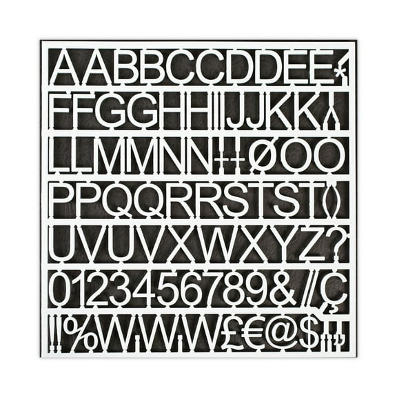 MasterVision White Plastic Set of Letters, Numbers & Symbols, Uppercase, 1" Dia.