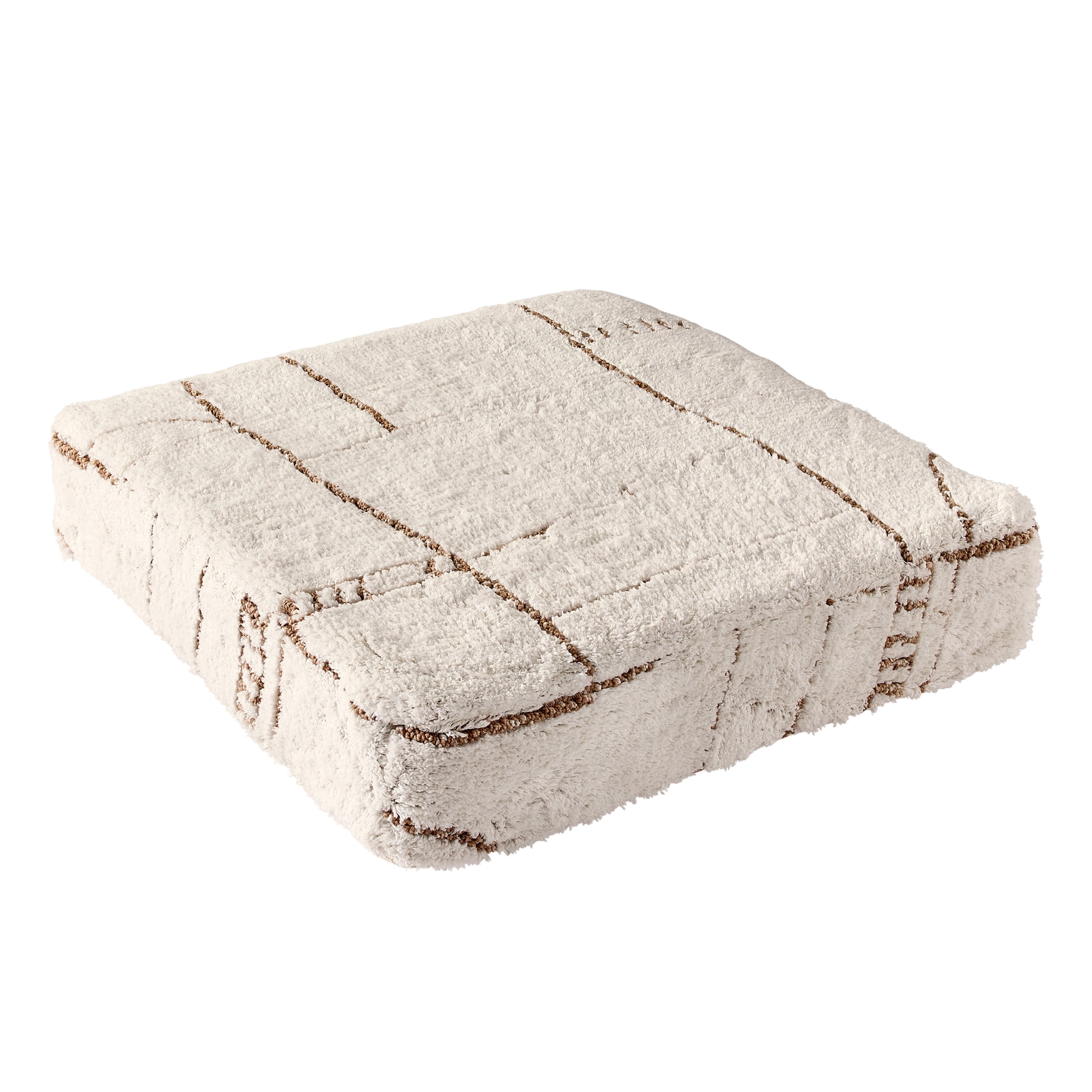 Dharra Organic Linework Decorative Floor Cushion Cover, 24" x 24"