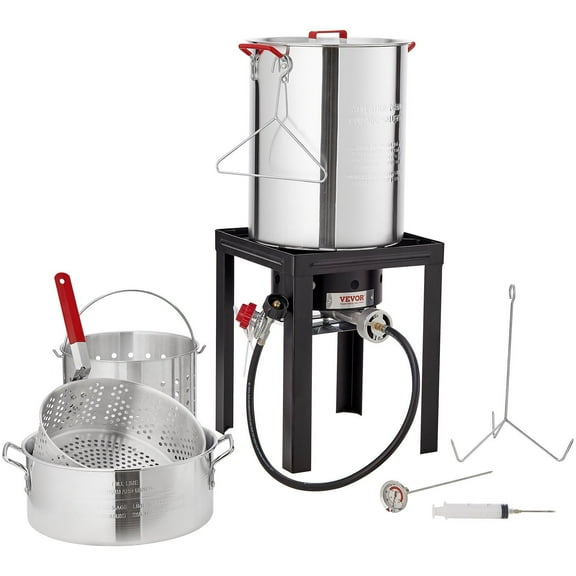 Masterbuilt 30QT Aluminum Turkey Deep Fryer Kit with High-Pressure Burner for Outdoor Use, Includes Poultry Rack and Thermometer