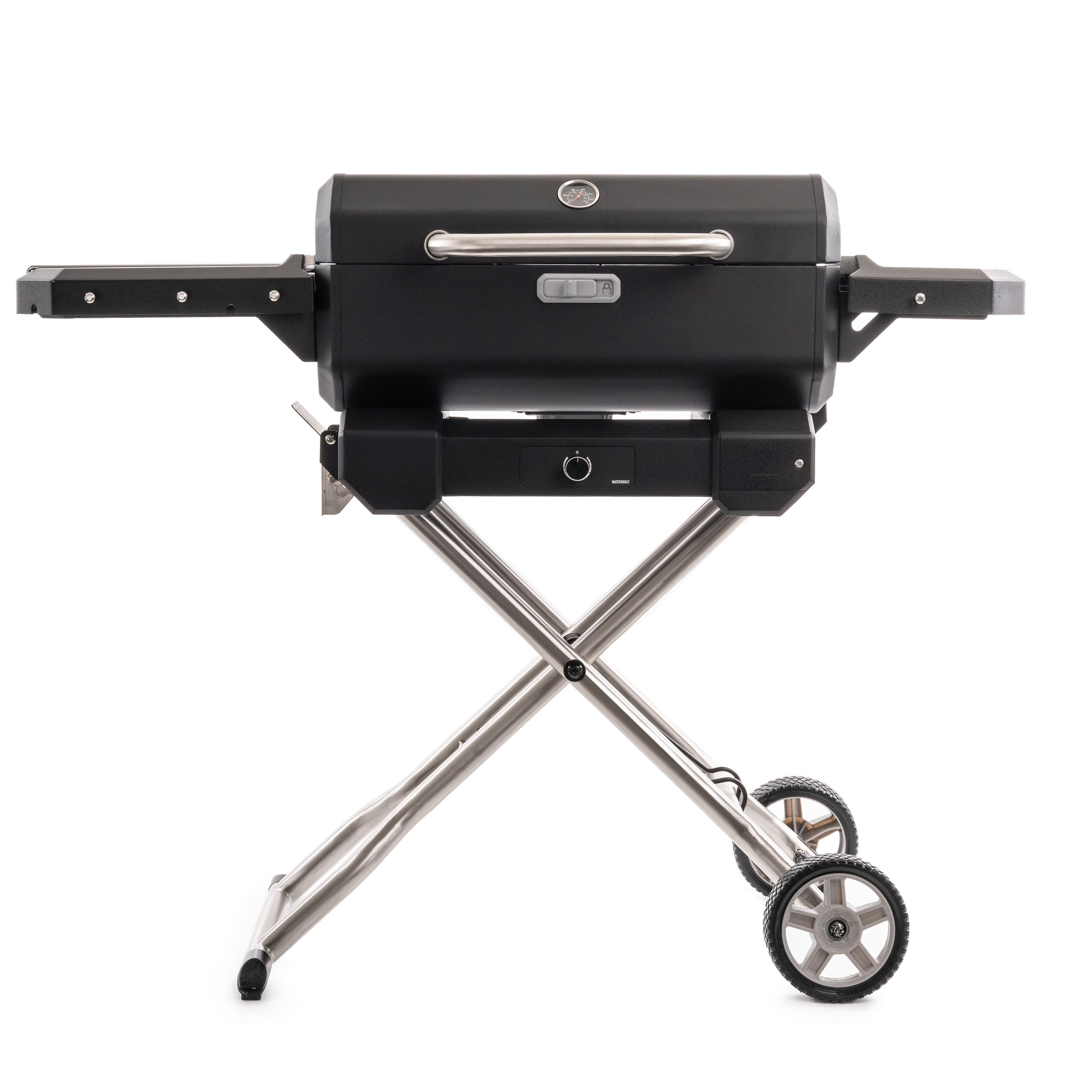 Black Portable Charcoal Grill and Smoker with Cart