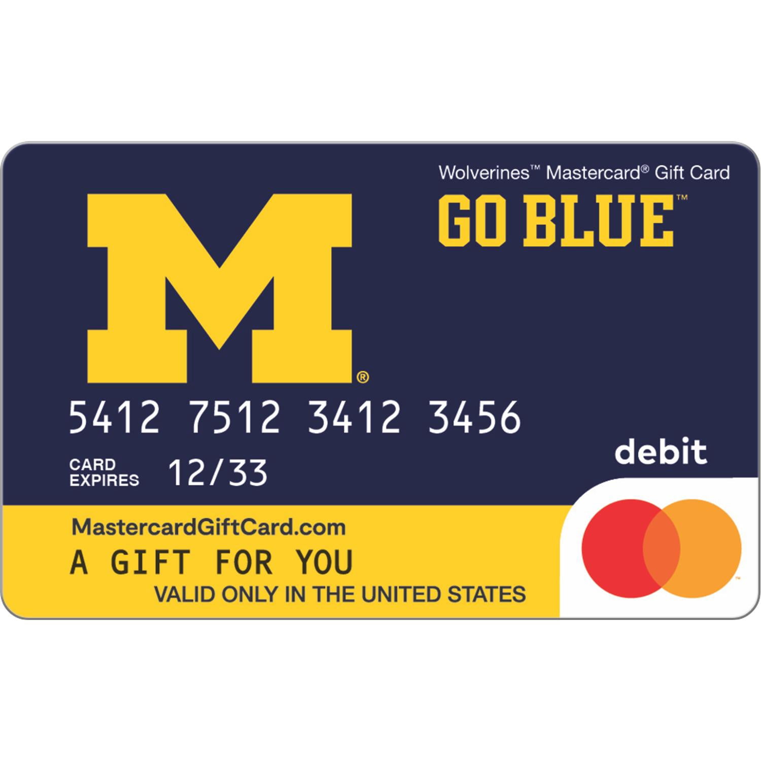 Mastercard® $20-$500 eGift Card University of Michigan (Plus $6.84 Purchase Fee) [Email Delivery]