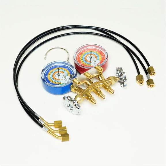 Mastercool 33524-TP Brass Charging Manifold with 24" Hoses R600a R290 R134a HVAC Refrigeration
