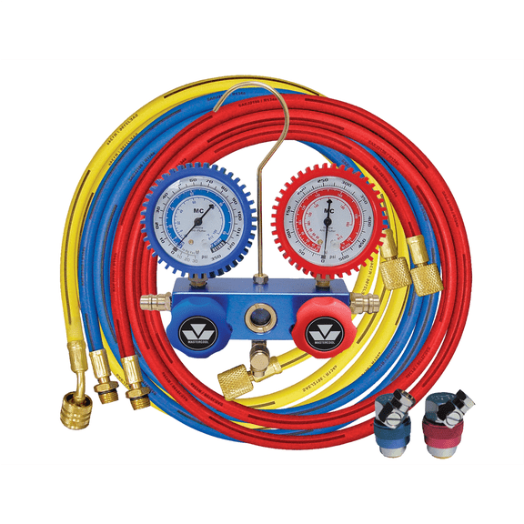 Mastercool 87772G 2-Way Manifold Gauge Set w/ 90 degree Snap & Seal Coupler