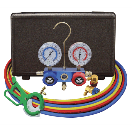 Mastercool 98660-PROM Dual Aluminum 2-Way Manifold with Can Tap Valve