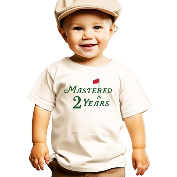 Mastered 2 Years Birthday Shirt for Boys Golf Themed Second Birthday Tee for Kids Natural Shirt 18 Months