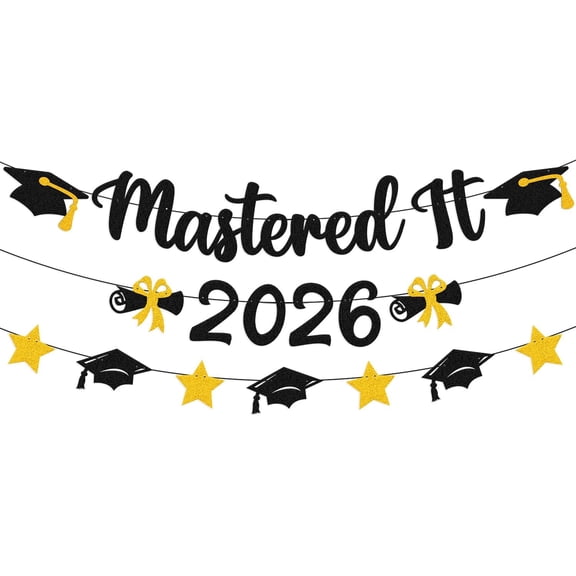 Mastered It 2026 Banner Class of 2026 Master Graduation Party Decoration Masters Grad Decor Congrats Grad Backdrop Congratulations We Are So Proud of You Decor
