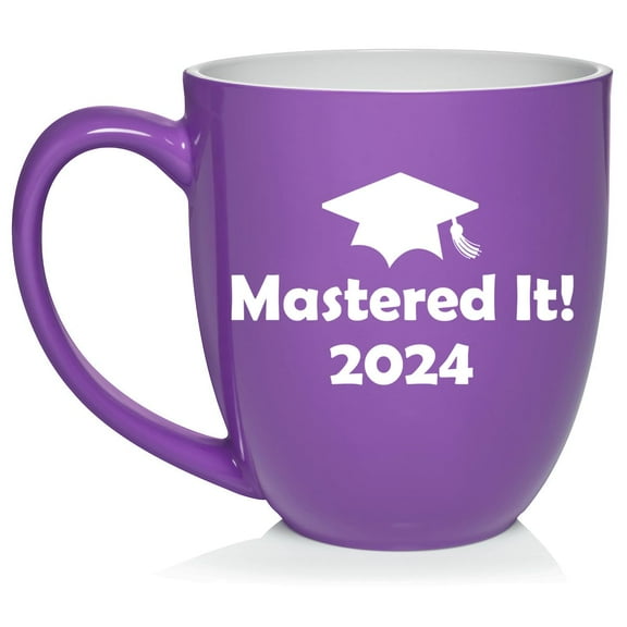 Mastered It 2024 Graduation Masters Degree Ceramic Coffee Mug Tea Cup Gift (16oz Purple)