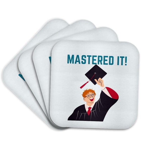 3drose, Mastered It Celebarating Success, Set of 4 Coasters - Soft