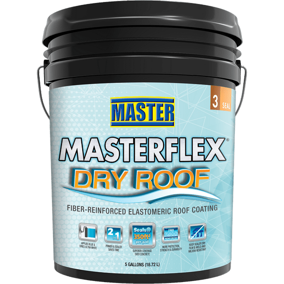 Masterflex Dry Roof Fiber-Reinforced Elastomeric Roof Coating White, 5 Gallon
