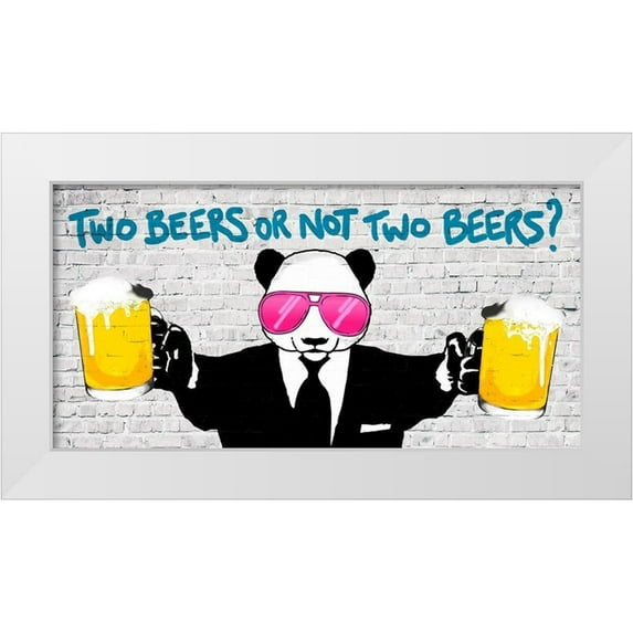 Masterfunk Collective 32x18 White Modern Wood Framed Museum Art Print Titled - Two Beers or Not Two Beers (detail)