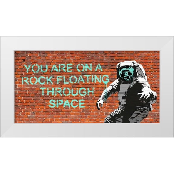 Masterfunk collective 32x18 White Modern Wood Framed Museum Art Print Titled - Floating Through Space