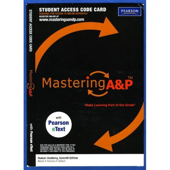 MasteringA&P with Pearson eText -- Valuepack Access Card -- for Human Anatomy (ME Component), 9780321734891, Paperback, 7th edition