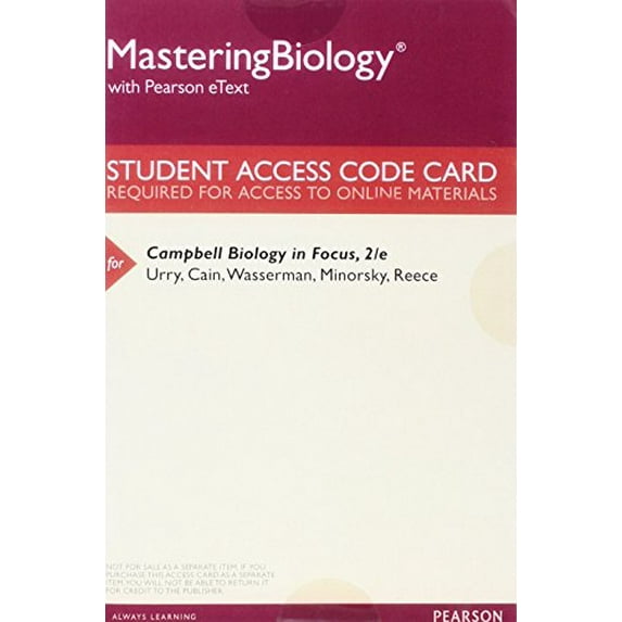 MasteringBiology with Pearson eText - Valuepack Access Card - For Campbell Biology in Focus, 9780134156385, Paperback, 2nd edition