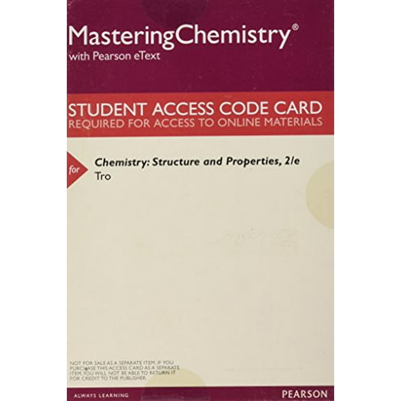 MasteringChemistry with Pearson eText -- ValuePack Access Card -- for Chemistry: Structure and Properties, 9780134449234, Paperback, 2nd edition