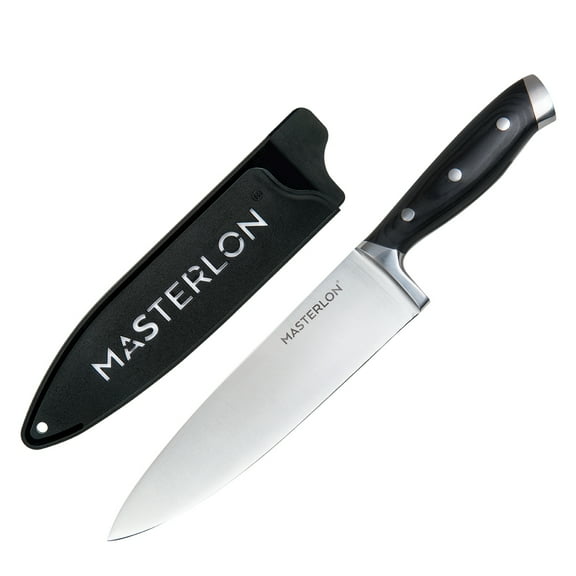 Masterlon MP-116 8 in. Triple Rivet Collection Chefs Knife Stainless Steel Blade - Black