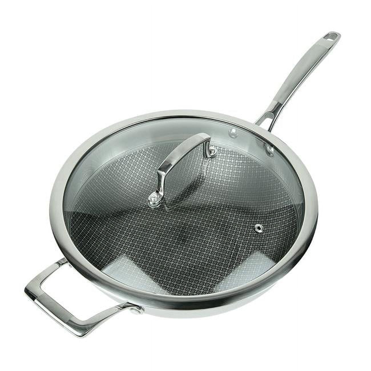 MasterPan 12" Stainless Steel Nonstick Wok with Glass Lid