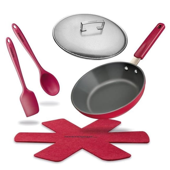 9.5" (24cm) FRY PAN WITH STAINLESS STEEL CHEFS HANDLE, SILICONE HANDLE COVER, ILAG XERADUR 2 CERAMIC NON-STICK COATING