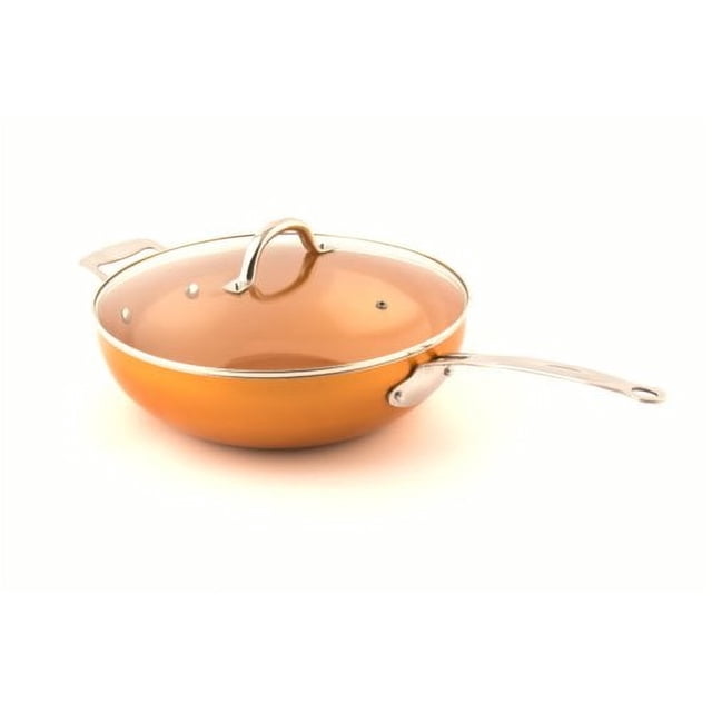 "Original Copper Pan 12"" Large Capacity Non-Stick Wok with Lid for ...