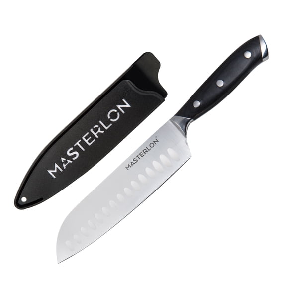 Masterpan Masterlon Santoku Knife and Sheath, 7" Japanese High Carbon Stainless Steel Blade