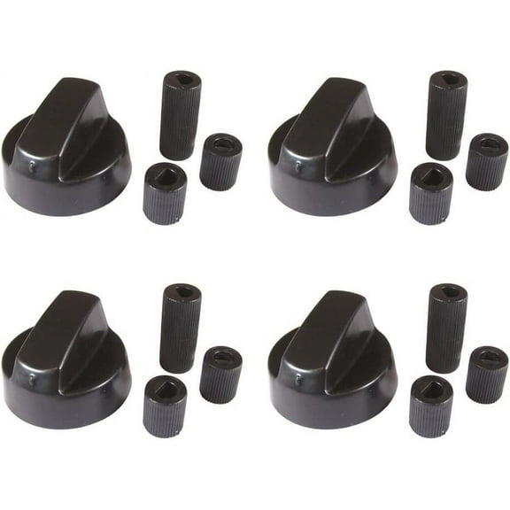 Masterpart Oven Control Knob Black Generic Design Stove Switch Knob x4 & 12 Adapters