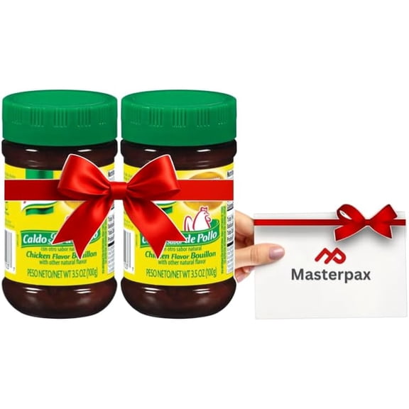 Masterpax Comfort Pantry Gift Bundle Includes Two Chicken Bouillon 3.5 oz Jars + Exclusive Mystery Recipe Card Curated & Shrink-Wrapped Gift Set