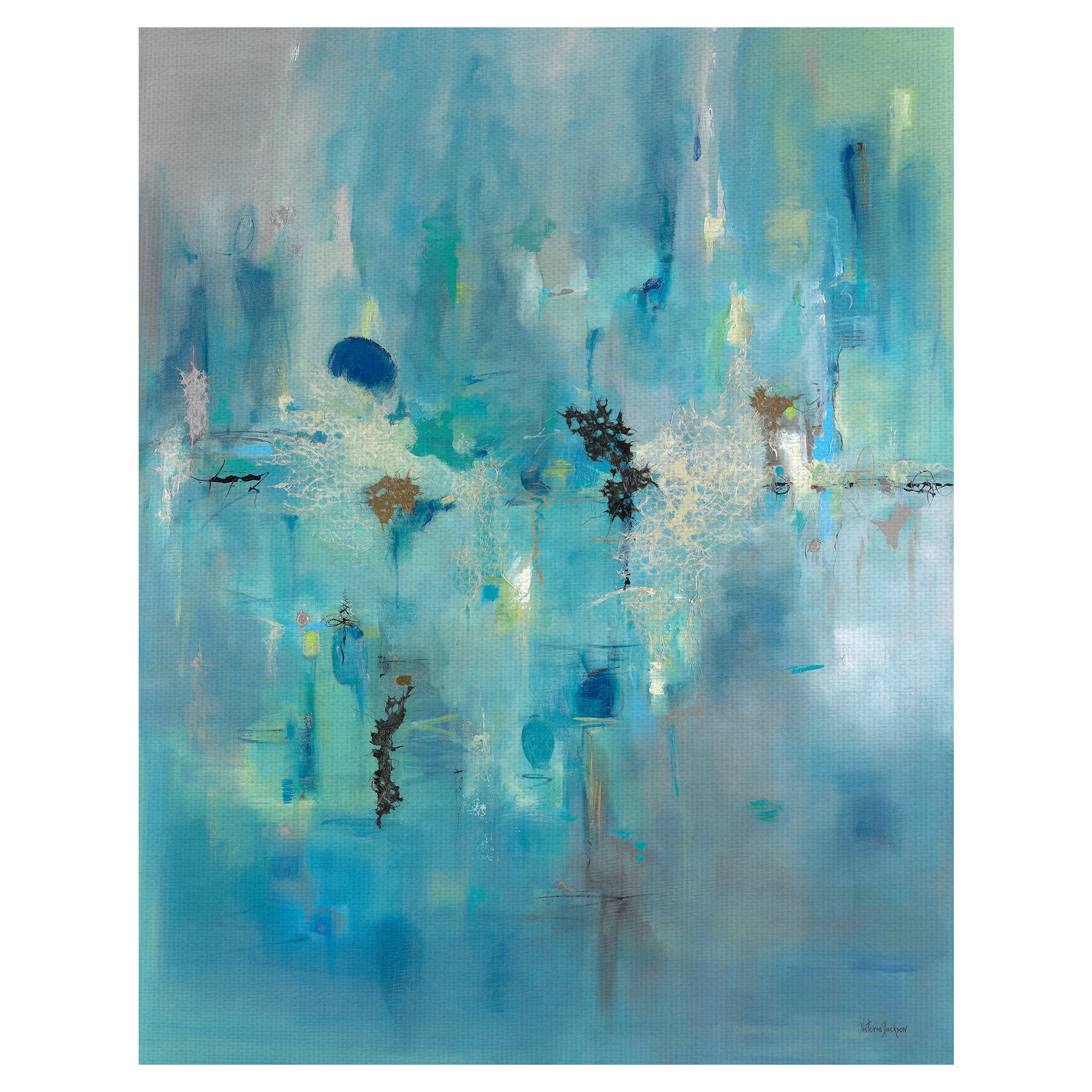 Masterpiece Art Gallery A Story To Tell Blue Abstract By Victoria Jackson Canvas Art Print 22" x 28"