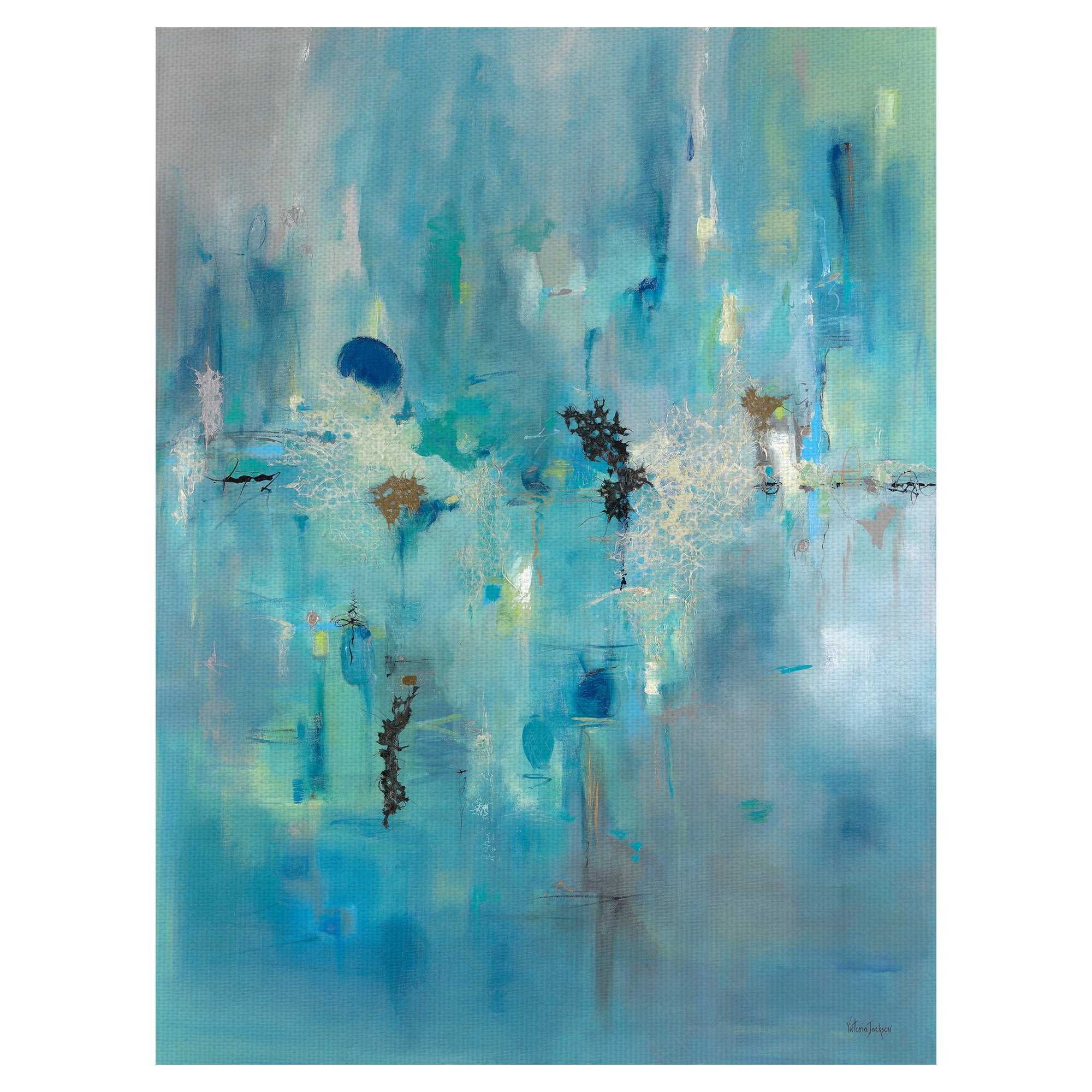 Masterpiece Art Gallery A Story To Tell Blue Abstract By Victoria Jackson Canvas Art Print 30" x 40"