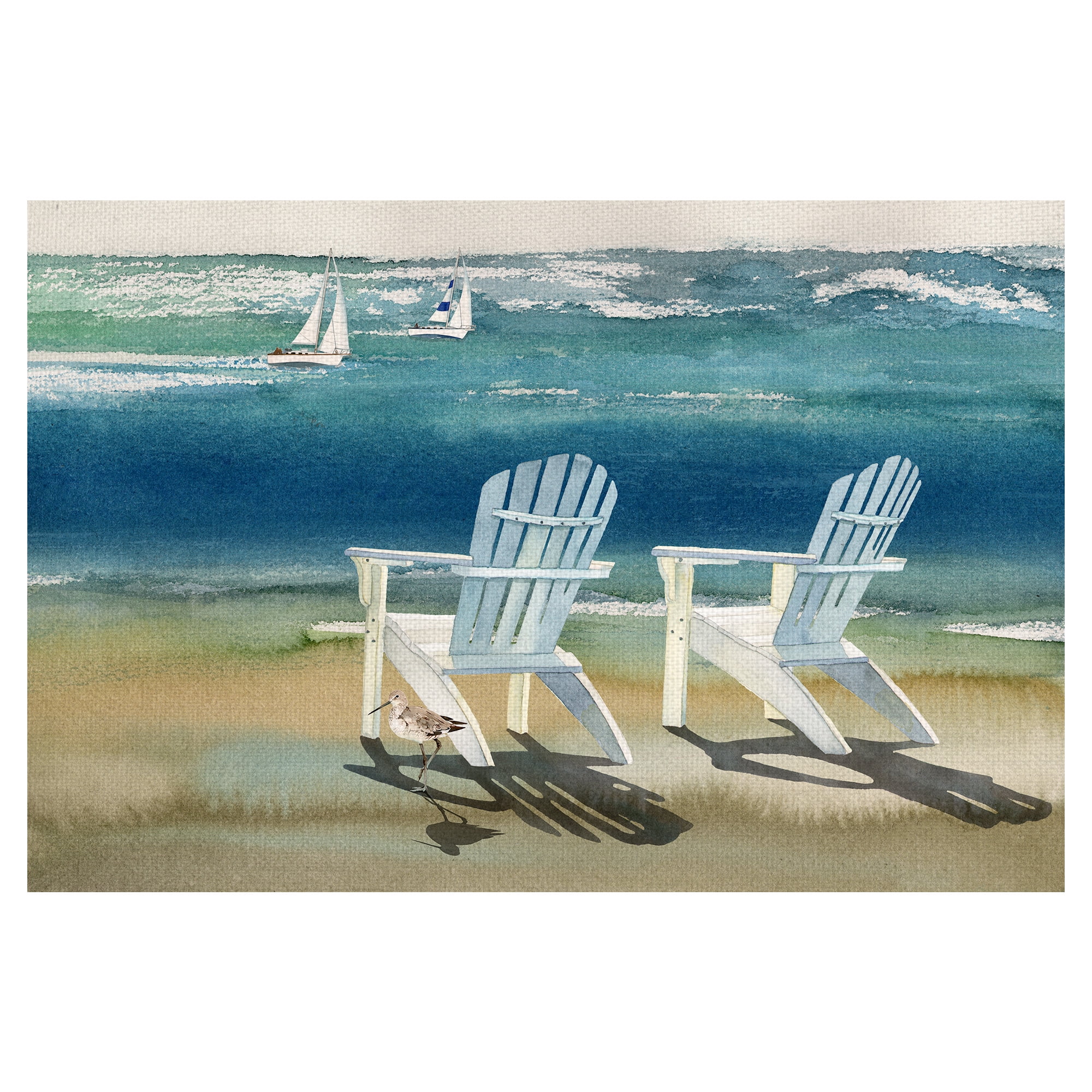 Masterpiece Art Gallery Adirondack Chairs at the Beach by Lynnea Washburn Canvas Art Print 30 x 40 Walmart