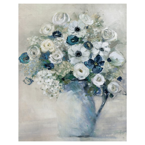 Masterpiece Art Gallery Anemone And Blue Bouqet By Sally Swatland Canvas Art Print 22" x 28"