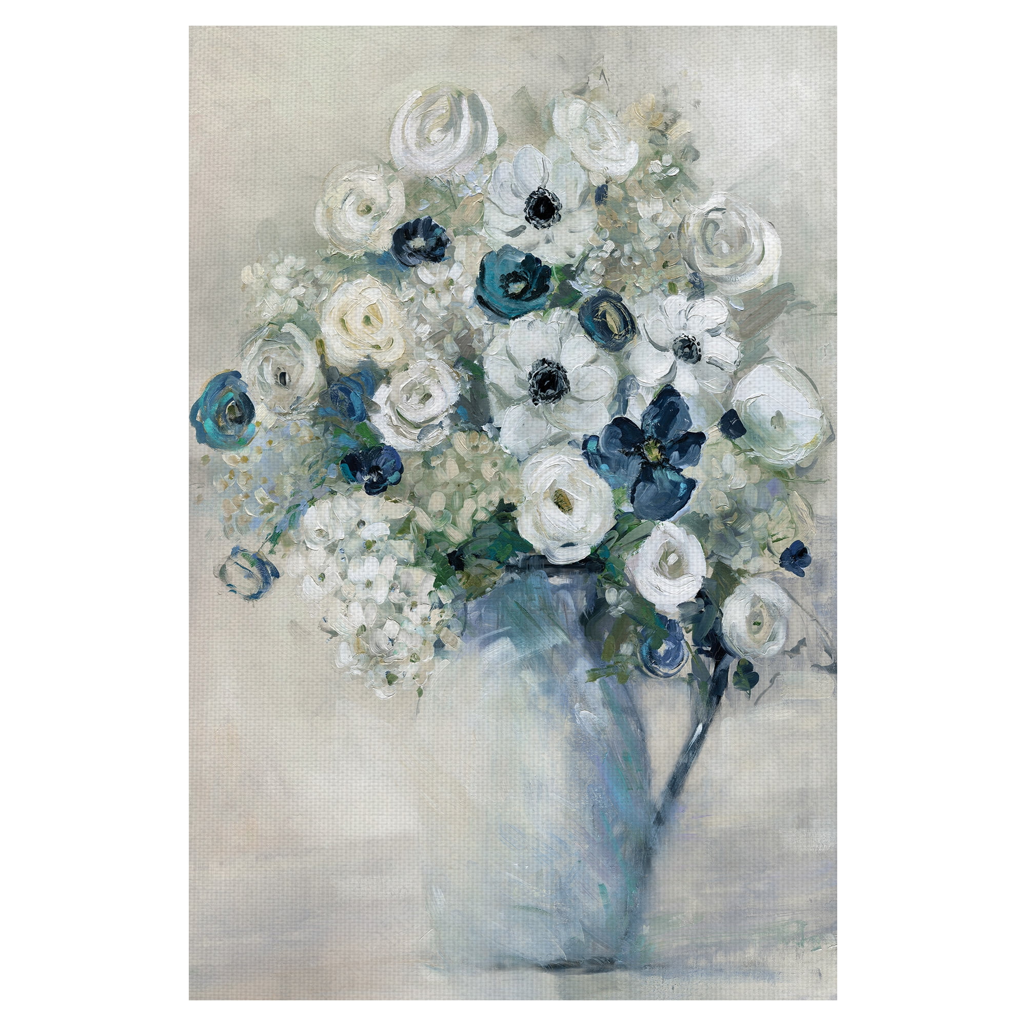 Masterpiece Art Gallery Anemone And Blue Bouqet By Sally Swatland Canvas Art Print 24" x 36"