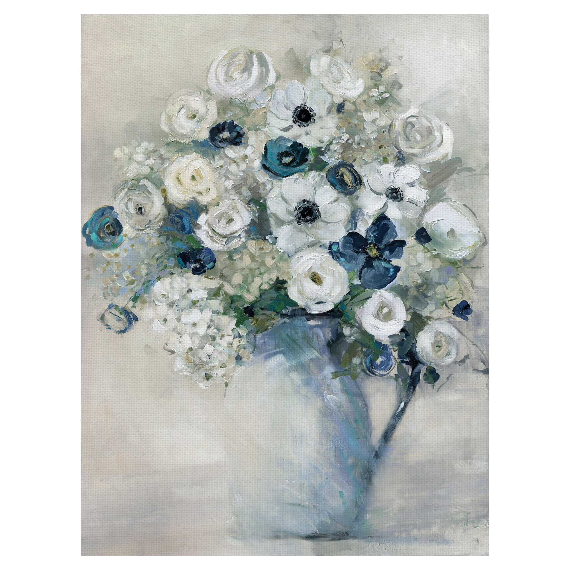 Masterpiece Art Gallery Anemone And Blue Bouqet By Sally Swatland Canvas Art Print 30" x 40"